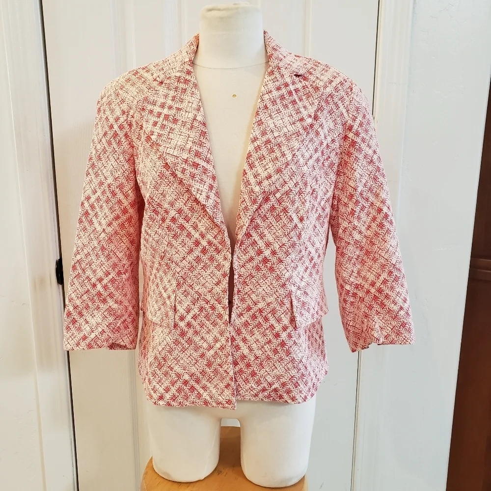 Coldwater Creek Red and Cream Textured Blazer